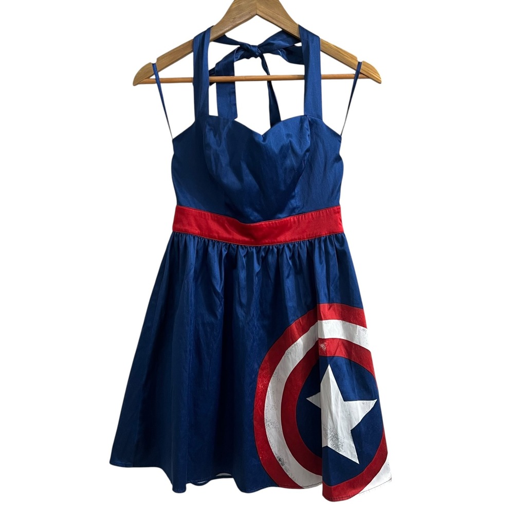 Marvel Captain America Halter Dress Blue Red S Women Cosplay Superhero Hot Topic
